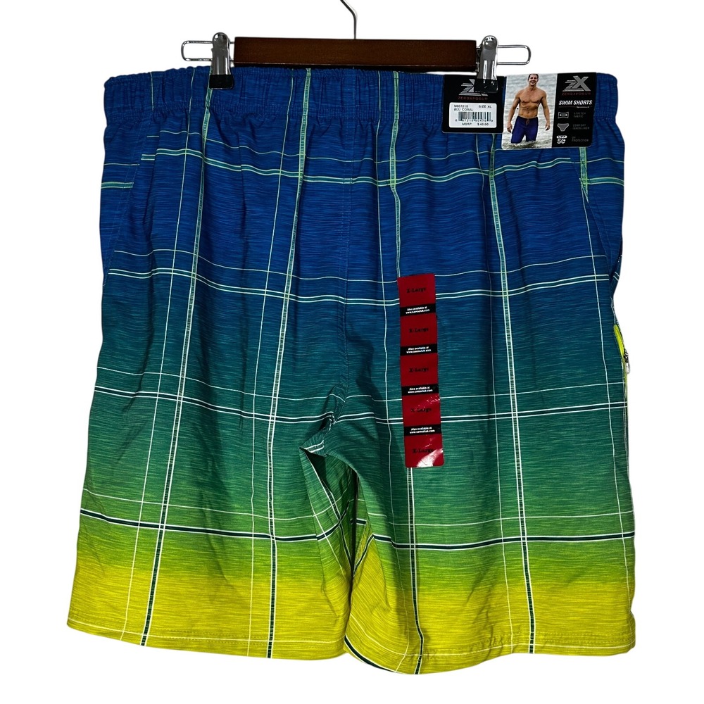 ZeroXposur Men Swim Board Shorts XL NEW Blue Coral Liner Microfiber Beach UPF50